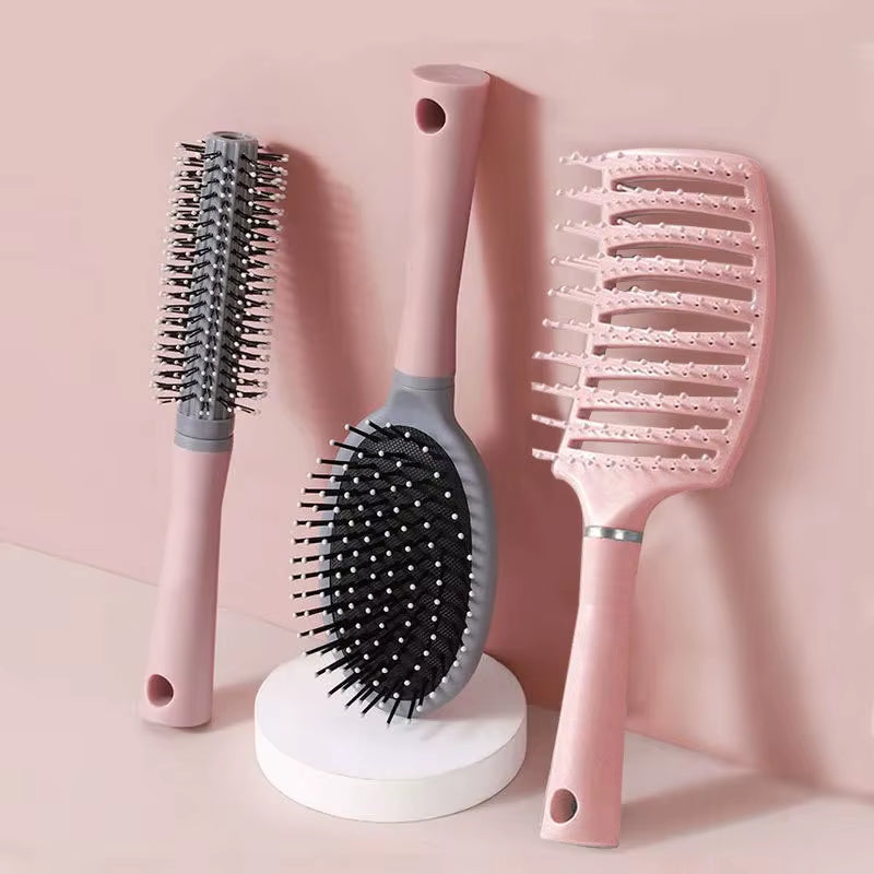 3PCS Hair Brush Styling Set Salon Cushion Scalp Massager Gift Kit Detangling Hair Brushes Set Hair Style Tools Box Package Ionic